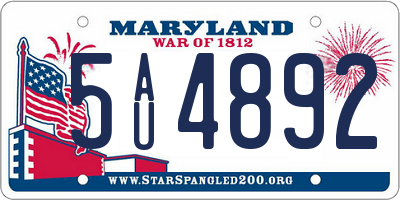 MD license plate 5AU4892
