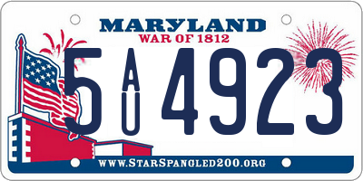 MD license plate 5AU4923