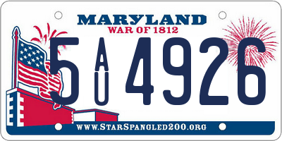 MD license plate 5AU4926