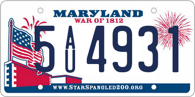 MD license plate 5AU4931