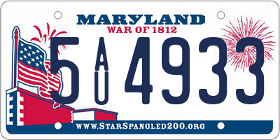 MD license plate 5AU4933