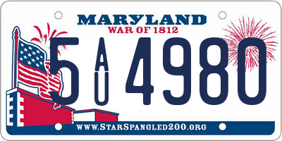 MD license plate 5AU4980