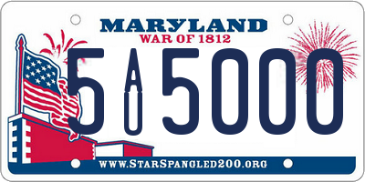 MD license plate 5AU5000