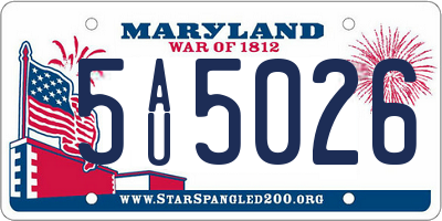 MD license plate 5AU5026