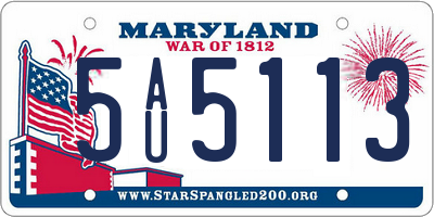 MD license plate 5AU5113
