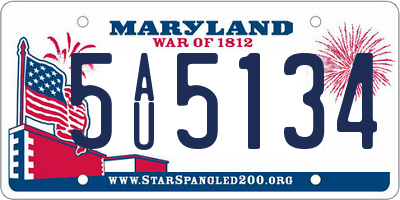 MD license plate 5AU5134