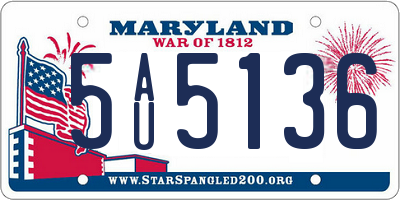 MD license plate 5AU5136