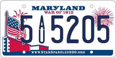 MD license plate 5AU5205