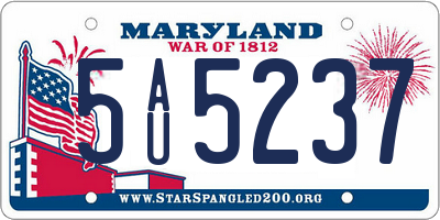 MD license plate 5AU5237