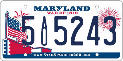 MD license plate 5AU5243