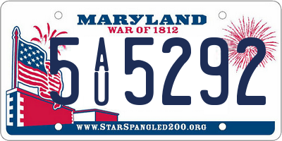 MD license plate 5AU5292