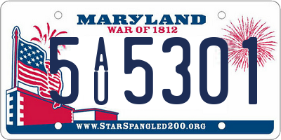 MD license plate 5AU5301