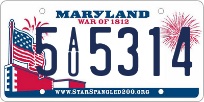 MD license plate 5AU5314