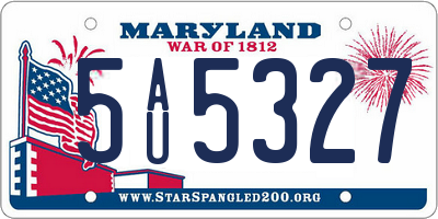 MD license plate 5AU5327
