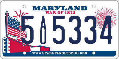 MD license plate 5AU5334