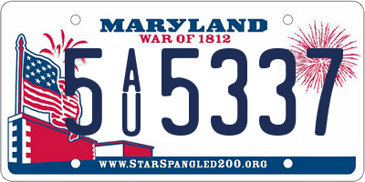 MD license plate 5AU5337