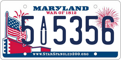 MD license plate 5AU5356