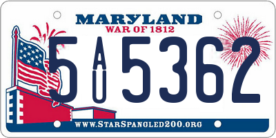 MD license plate 5AU5362