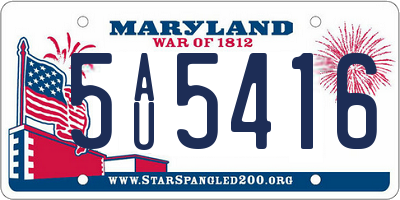 MD license plate 5AU5416