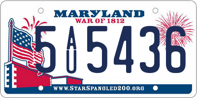 MD license plate 5AU5436