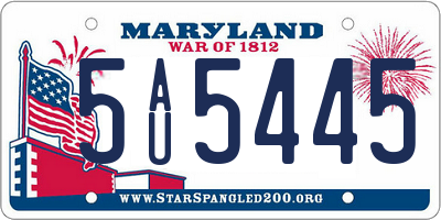 MD license plate 5AU5445