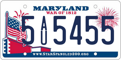 MD license plate 5AU5455