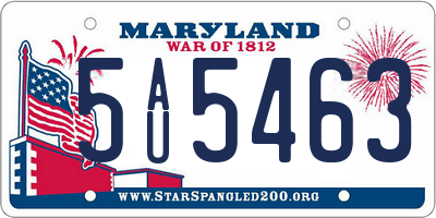 MD license plate 5AU5463