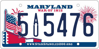 MD license plate 5AU5476