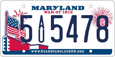 MD license plate 5AU5478