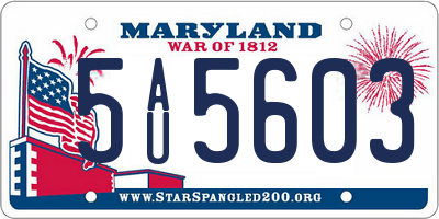 MD license plate 5AU5603