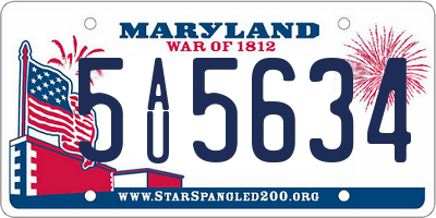 MD license plate 5AU5634