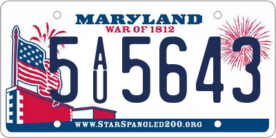 MD license plate 5AU5643