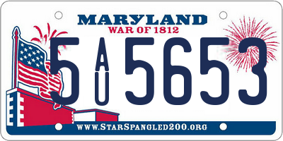 MD license plate 5AU5653
