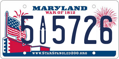 MD license plate 5AU5726