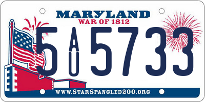 MD license plate 5AU5733