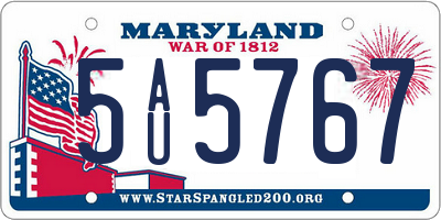 MD license plate 5AU5767