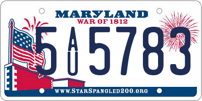 MD license plate 5AU5783