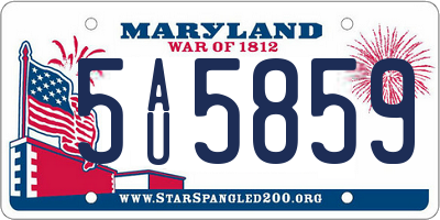 MD license plate 5AU5859