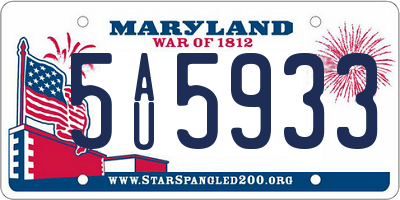 MD license plate 5AU5933