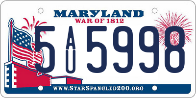 MD license plate 5AU5998
