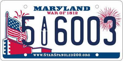 MD license plate 5AU6003