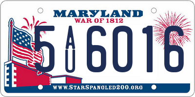 MD license plate 5AU6016