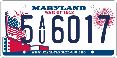 MD license plate 5AU6017