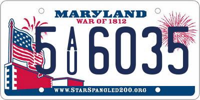MD license plate 5AU6035