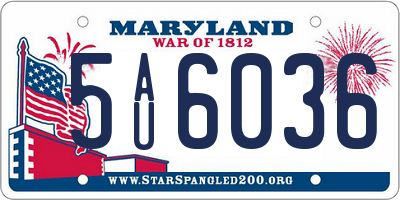 MD license plate 5AU6036