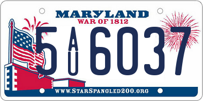 MD license plate 5AU6037