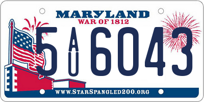 MD license plate 5AU6043
