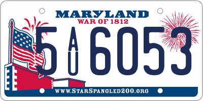 MD license plate 5AU6053