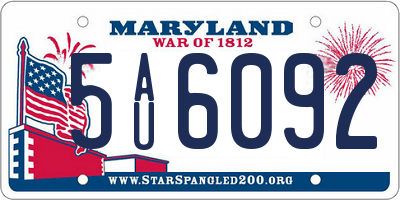 MD license plate 5AU6092