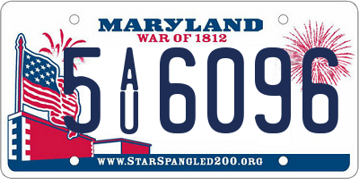 MD license plate 5AU6096